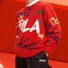 FILA Da Da Dragon Series New Year Couple Knitted Sweater With Color Block Fun Handwritten Pattern Unisex Sweater Legendary-Red F11U419402F-RD