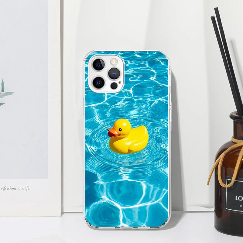 

Rubber Ducks Swimming Pool Phone Case For Iphone 17 Air 16 15 Plus 16E 14 Pro Max 13 Mini 12 11 7 8 SE Fundas Soft Back Cover 17 iPhone 16E