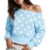Damen Polka Dot Schulterfreies Sweatshirt Langarm Lockerer Schnitt Lässiges Oberteil