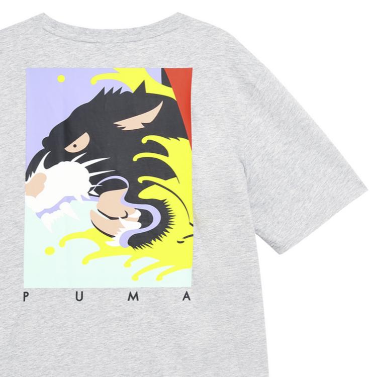 Puma Fierce Cat Graphic Short Sleeve Tee Men Tops Grey 578840-04
