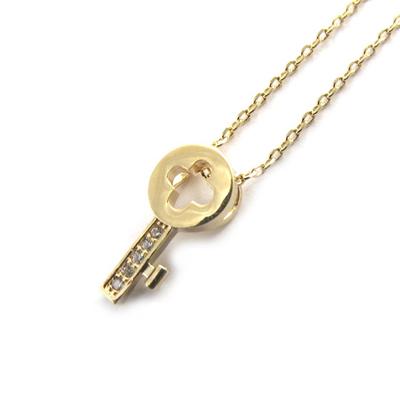 [M8882] - Κολιέ Επίχρυσο 'Κλειδί της Τύχης' λευκό χρυσαφί