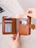 Fashion Retro Women's Wallet Short Bifold Card Holder Multi-card Slot Zipper Coin Purse PU Leatherbuckle Mini Clutch Smallwallet