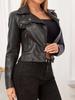 Rose Beauty A Gothic Lapel Neck Studded Zip Front PU Leather Moto Jacket