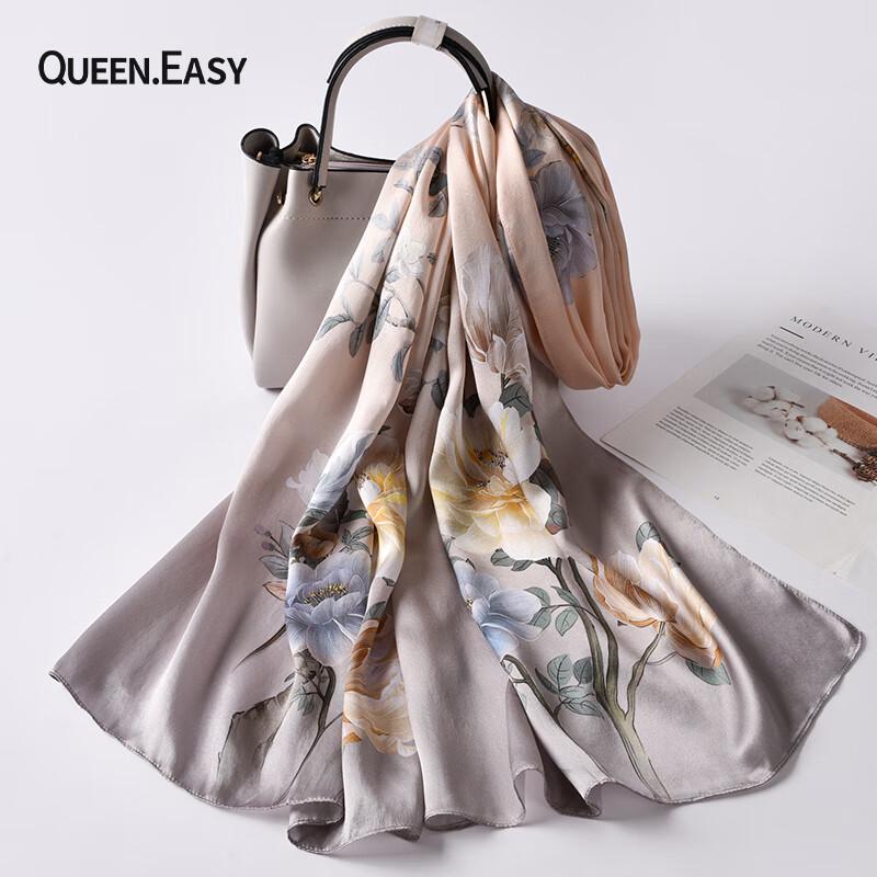 

QUEEN.EASY Women s Mulberry Silk Satin Scarf & Shawl 170*50cm