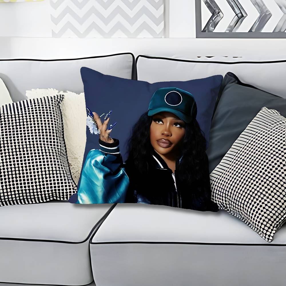 SSZA SOS Singer Various Sizes Square Pillow Case For Car Home Bedchamber Decor Custom Valentine Gift