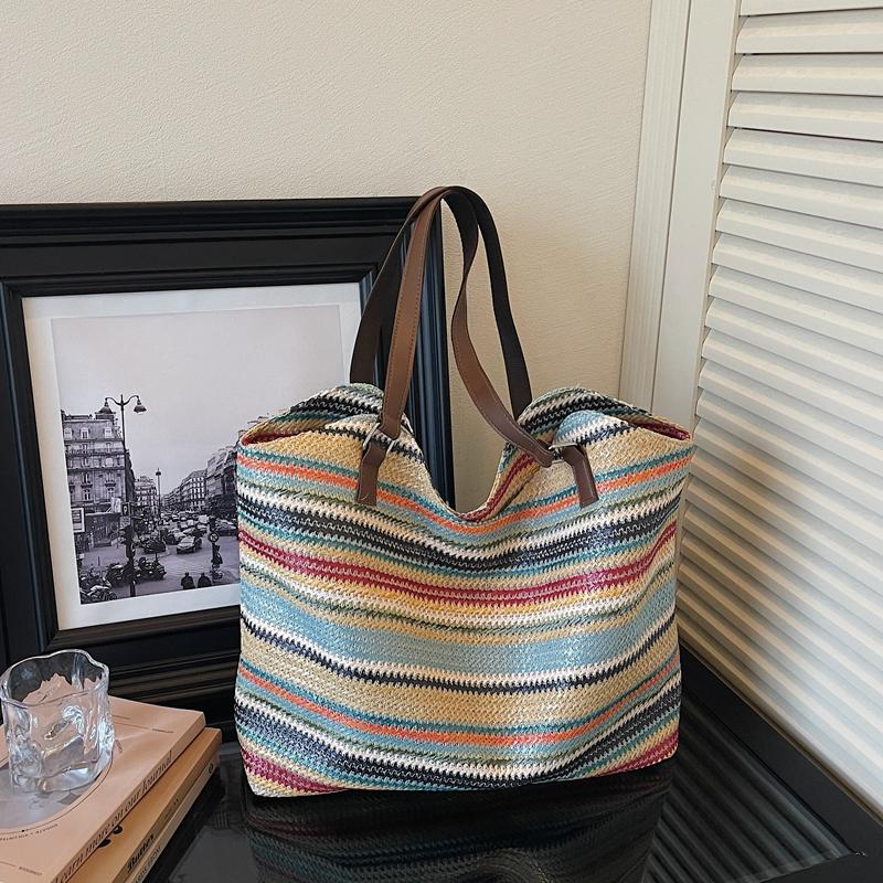 Urlaub am Meer Strohtasche Große Kapazität Umhängetasche Strandtasche