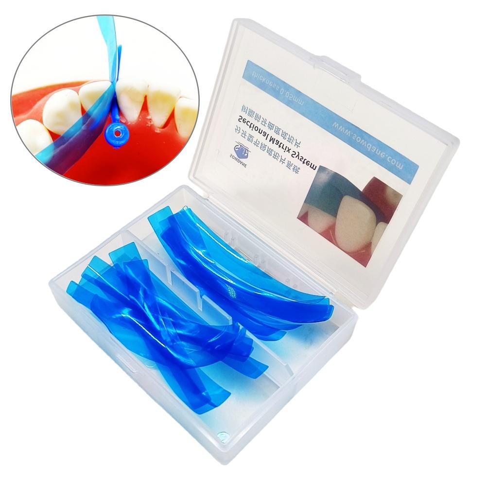 15pcs/50pcs Dental Contoured Anterior Matrix Blue Transparent Anterior Polyester Strip Thickness 0.05mm Dental Materials