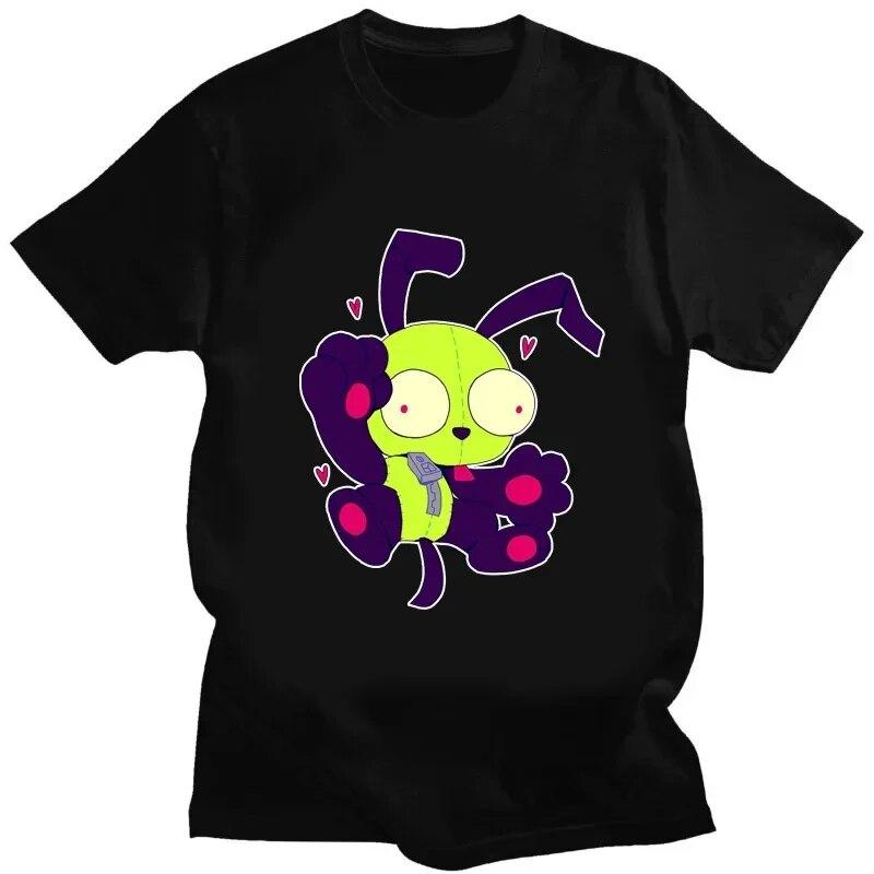 Kawaii Invader Zim Graphic TShirt Happy Hug Ready Zim Image Cute Cartoon T Shirt Unisex Women Retro T Shirt Oversized T Shirt