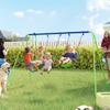 Metal Swing Set, with Seesaw, Adjustable Height, for Ages 3+ Years, Green
