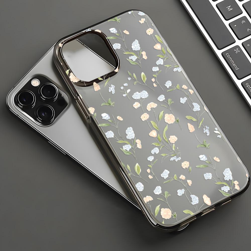 Mobile Phone Cases for iPhone 11 13 15 Pro Max 12 14 Pro Max Case iPhone 16 15 Plus 13 Pro 12 Frosted Texture Painted Cartoon Flowers