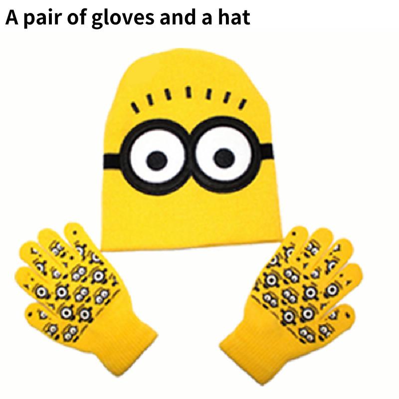 Conjunto Aconchegante de Inverno em Tricô para Crianças, Luvas e Gorro com Forro Quente de Lã para Crianças Pequenas