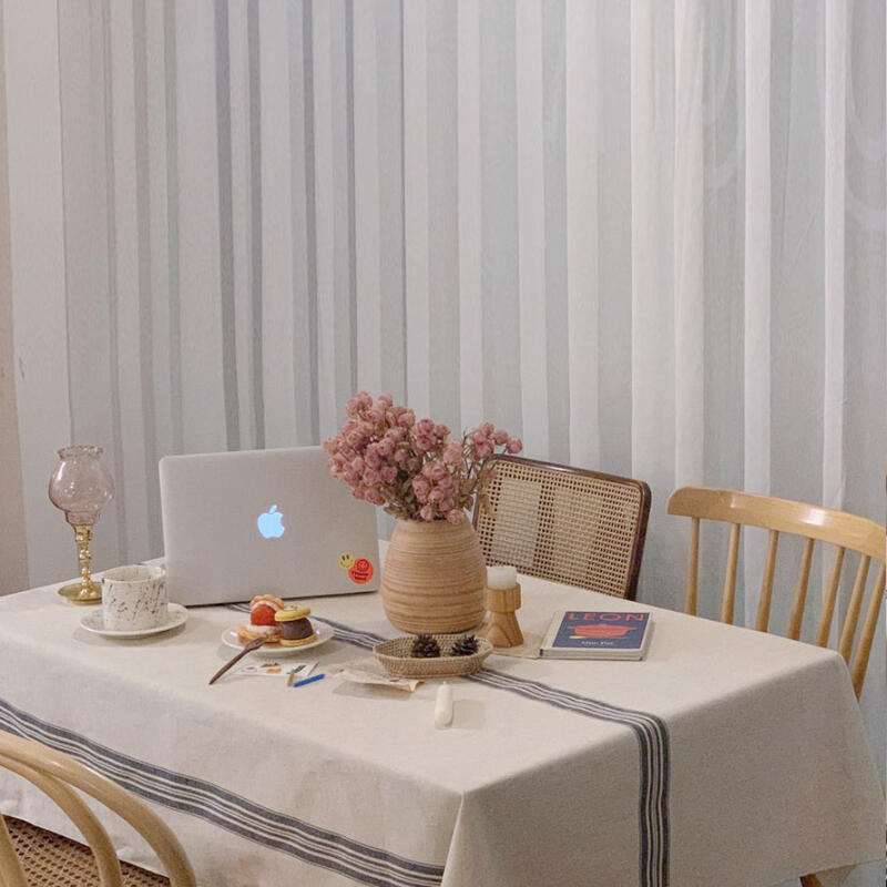 Leinen Quattro Streifen Wasserdichte Tischdecke 4 Personen M