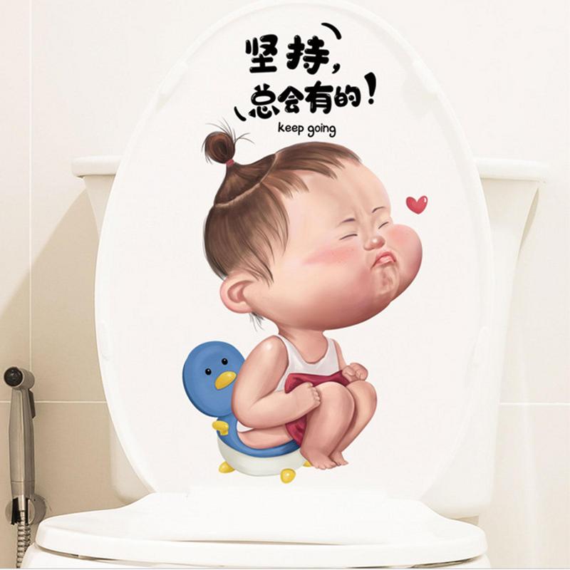 Funny Toilet Stickers Self-adhesive Toilet Lid Stickers for Bathroom Cartoon Sticker Decal Sign Restroom Door Seat Decoration