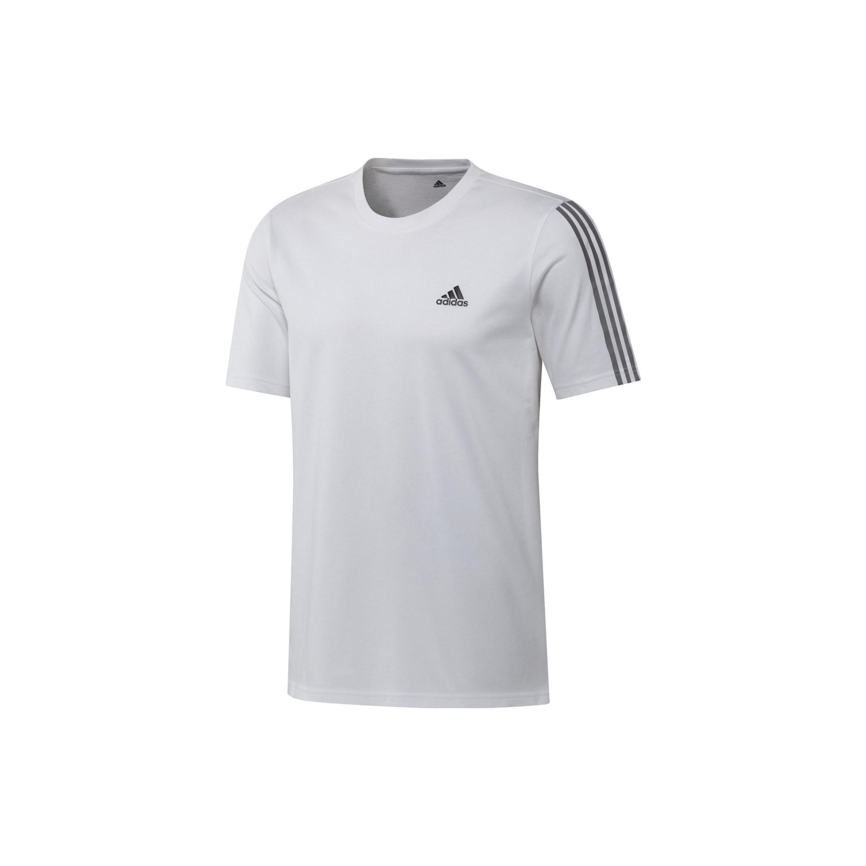 adidas Solid Color Stripe Logo Printing Short Sleeve White Men s GK9431 XXL