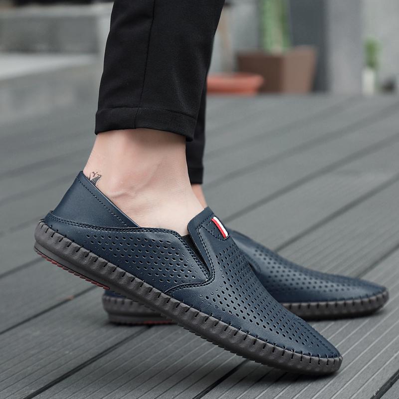 Men's Spring Autumn New 2024 Leather Loafers Slip-on Soft Casual Shoes Comfortable Drive Flats White Breathable Shoes