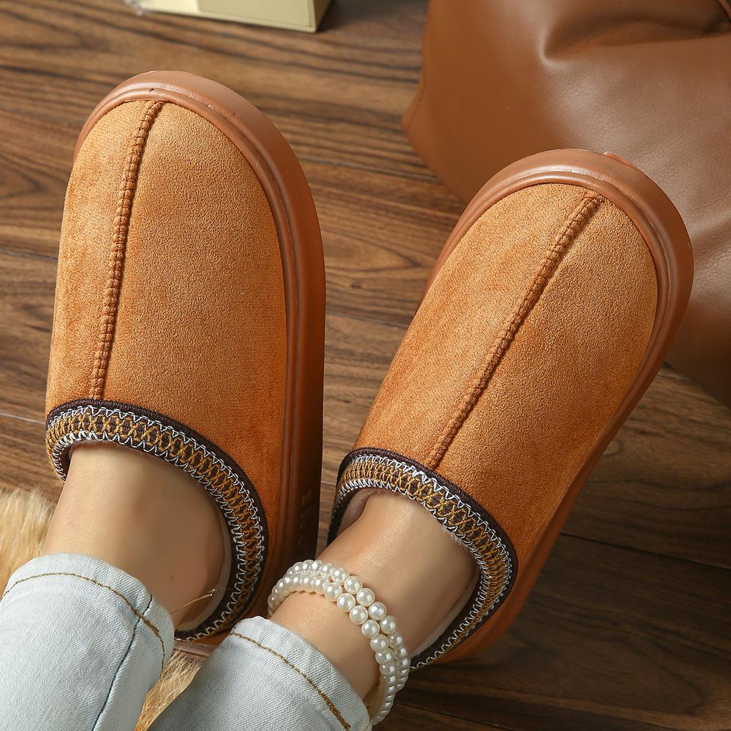 Pohodlné a elegantní sametové pantofle s krajkovým lemem pro podzim a zimu, lehké a hřejivé pantofle s EVA podrážkou