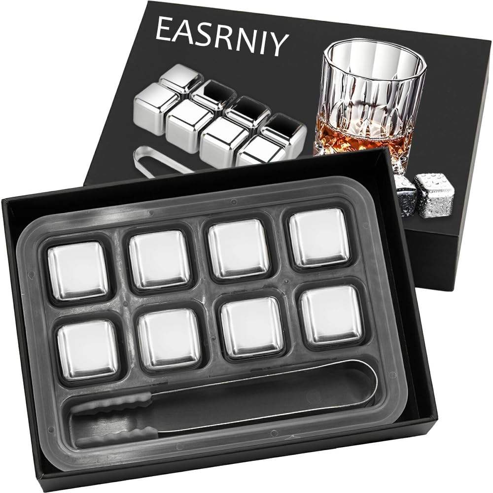 

Stainless steel ice cubes that never melt, perfect for whiskey or alcohol, perfect as a birthday gift for men, Father s Day gift, or wedding gift.