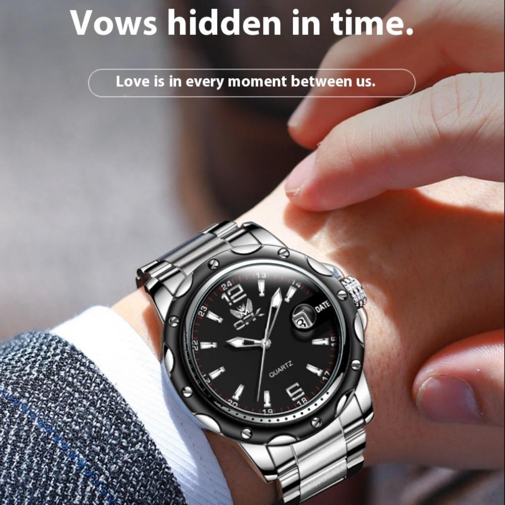 OPK Watch Magnifying Glass Calendar Luminous Men's Belt Sports Watch