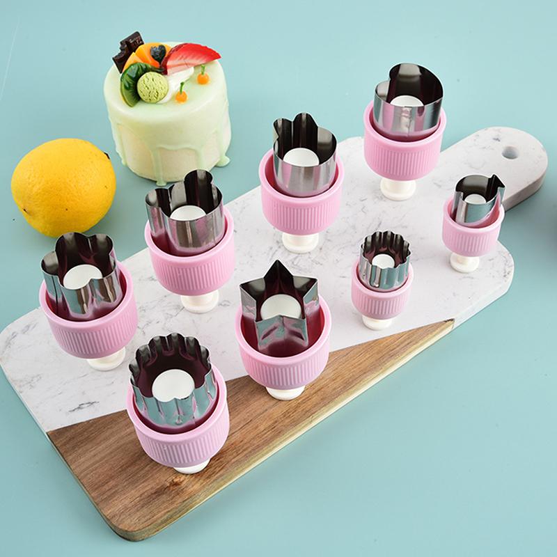 Stainless Steel Fruit Vegetable Press-Type Mini Cookie Shape Cutter Food Mold