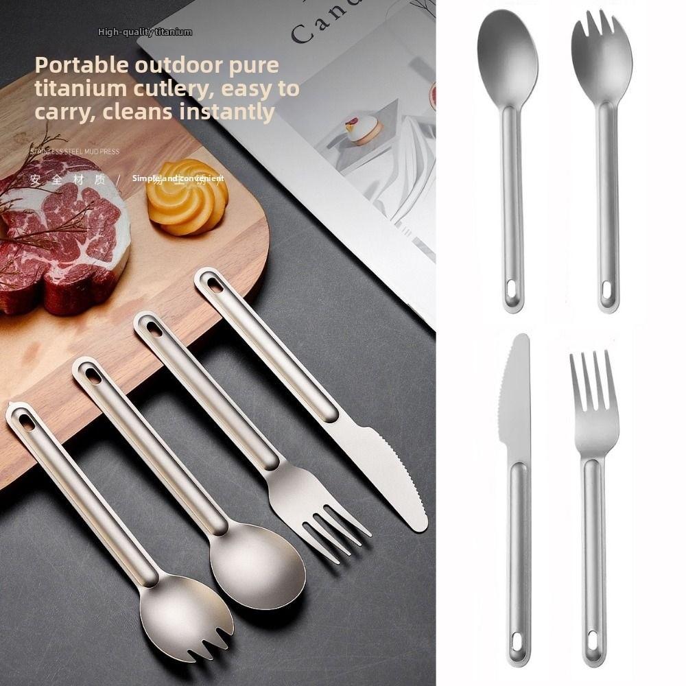 Long Handle Titanium Spoon Light Titanium Cutlery Fork New EDC Environmental