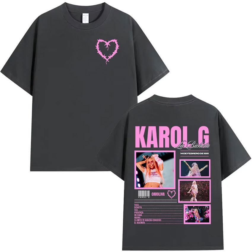 

2026 Summer Singer KAROL G Tour Graphic Unisex Women Retro Aesthetic Fashion Tshirts Harajuku Printed Tshirt S