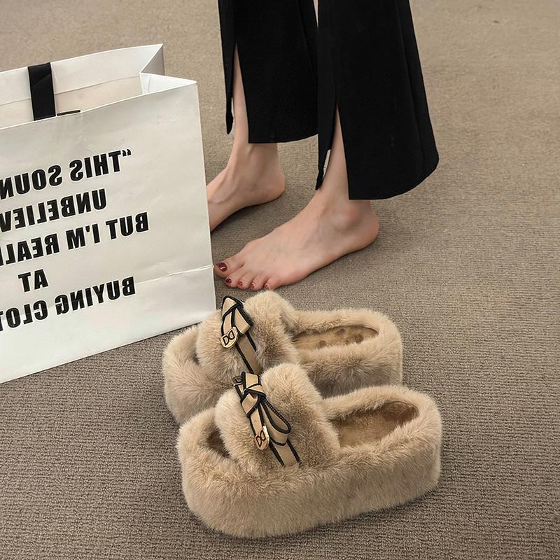 

Тапочки Mao Mao женские 2025 новые высококлассные интернет-знаменитости французские европейские товары домашние теплые толстая подошва осень и зима хлопковые швабры 40 хаки