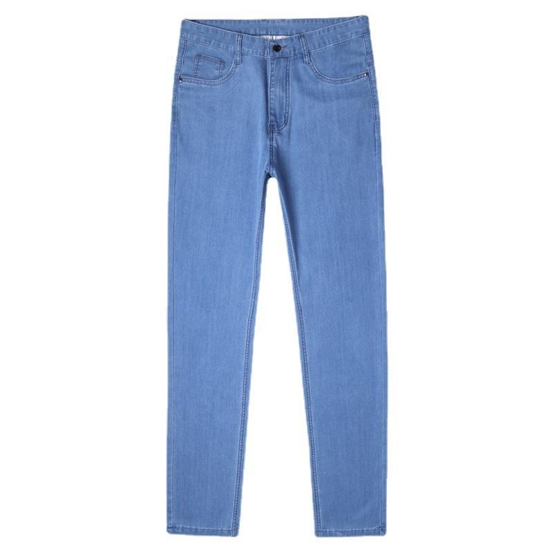 Summer Men's Jeans: Straight-Leg Slim-Fit Relaxed Stretch Business Casual Trousers Premium Casual Men's Wear Long Trousers
