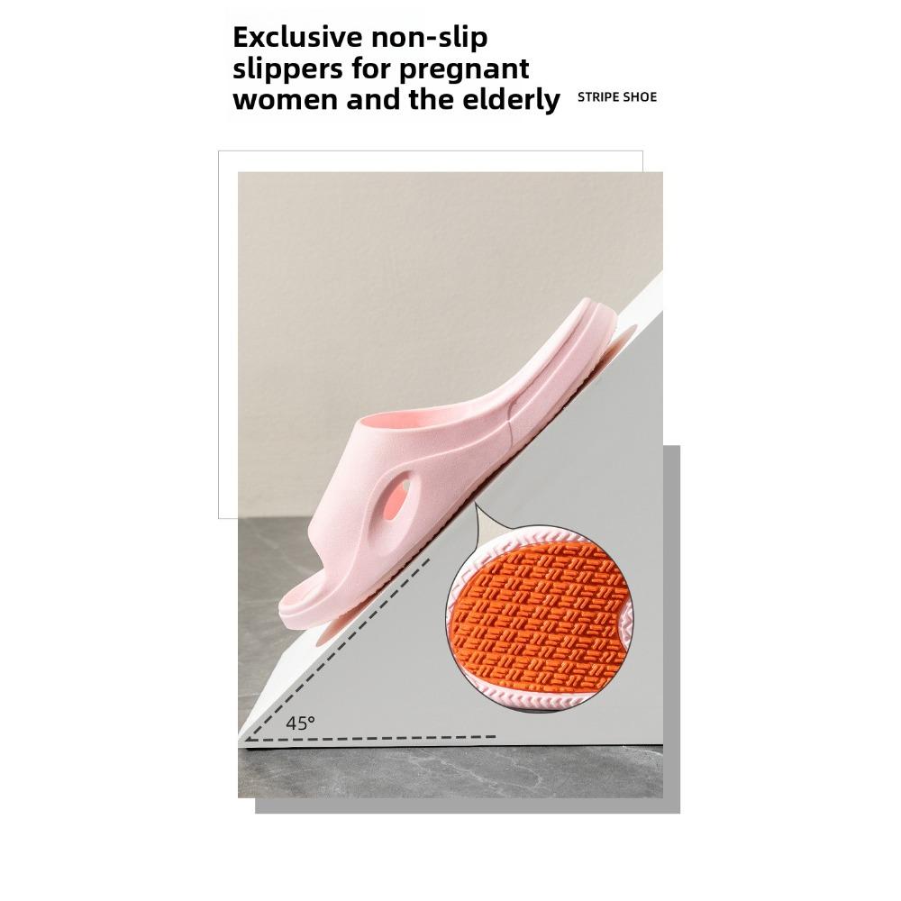 Summer Non-Slip PVC Slippers, Quick Dry Flat Bathroom Indoor Outdoor Shoes for Pregnant Women and Parents