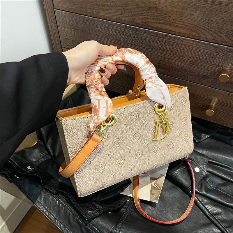 New high-end bag presbyopia silk scarf contrasting color Princess Diana bag portable shoulder women's bag