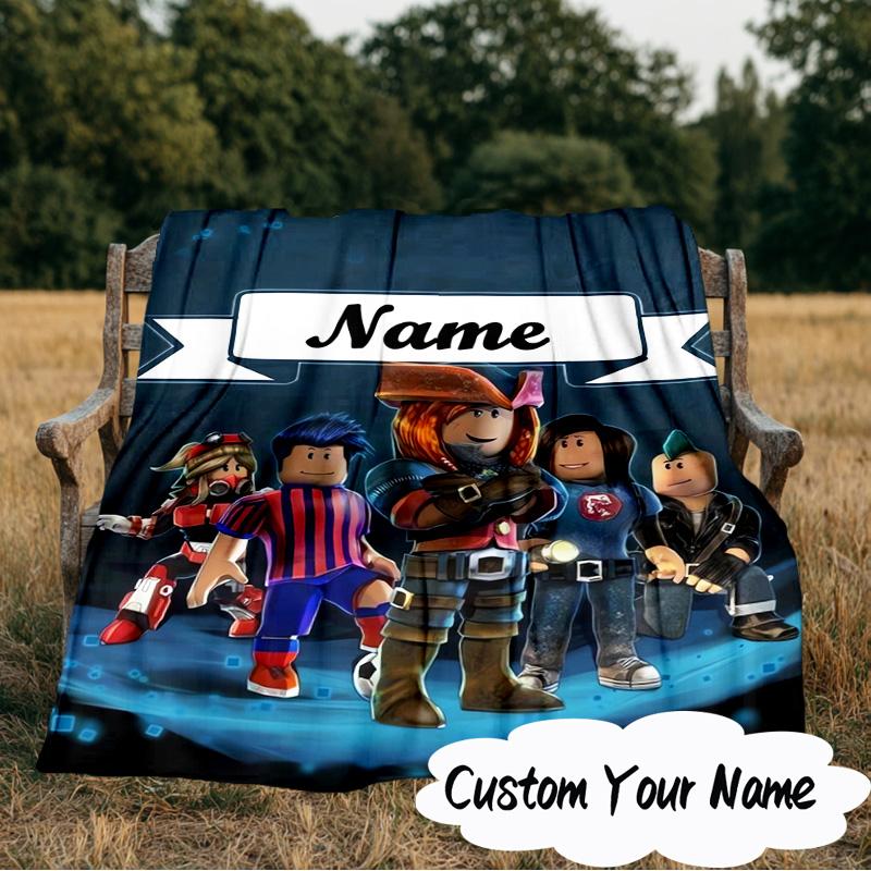 Custom Name Ro-blox Adventure Quests Blanket  Ideal Bedding Blanket Perfect for Travel, Camping, Living Rooms, Offices, Sofas, Fan Christmas gift