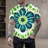 Men Plus Size Round Neck Short Sleeve Dark Green Clover Printed T Shirt