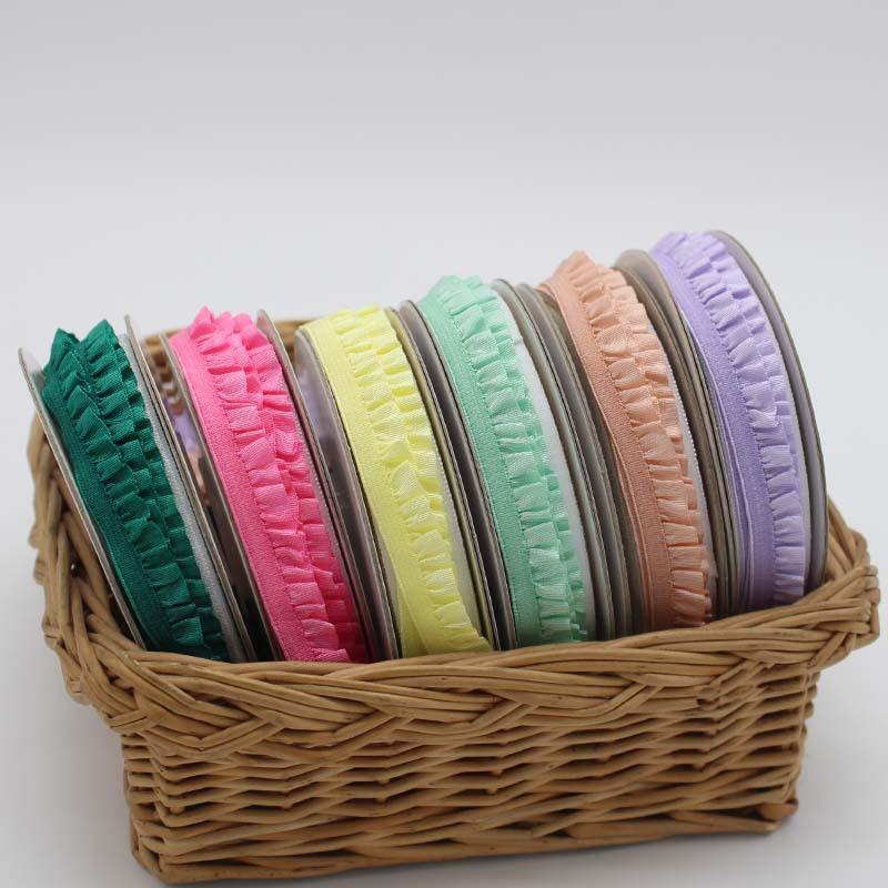 5yards 10mm Lace Elastic Ribbon Nylon Ruffled Pleated Elastic Band For Bra Waist Band Garment Lace Trim DIY Sewing Accessories
