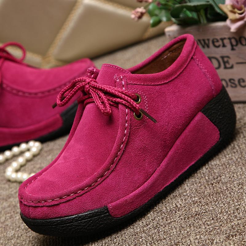 

Женские лоферы на платформе из натуральной кожи, женские криперы на шнуровке для вождения, женская повседневная обувь, Sapato Feminino 40 розы красного
