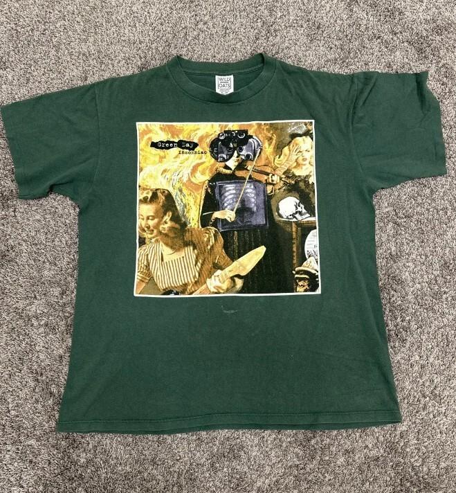 Remake Green Day Insomniac tour tee iconic rock band shirt dark green color TE M