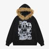 Vintage Hip Hop Street Punk Printed Hooded Sweatshirt Unisex Fall Winter