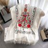  Fashion Luxury Embroidery Scarf Elegant Women Winter Thick Warm Neck Pashmina Long Fringe Scarves Lady Blanket Soft Shawl