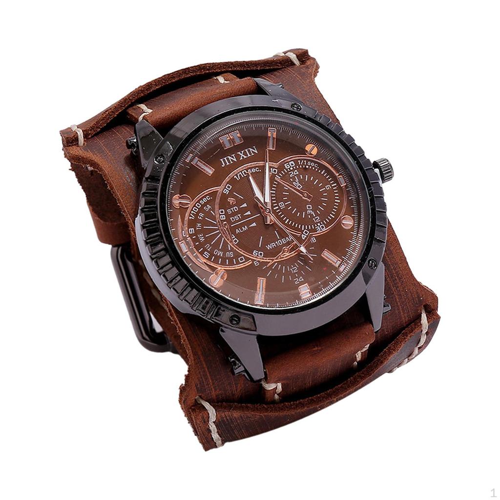 Herren Armbanduhr Manschette Vielseitig Breites Armband Männliche Armbanduhr Lederarmband für Freund