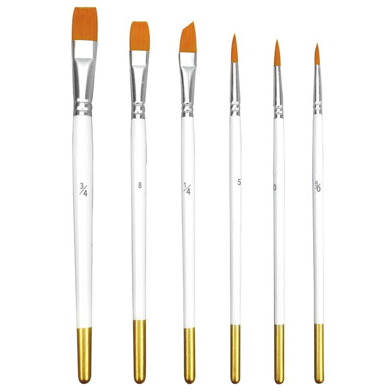 Acrylic Oil Watercolor Artist Brushes Set 6pcs Nylon Material Soft Bristle for Kids Classroom Art Drawing Projects