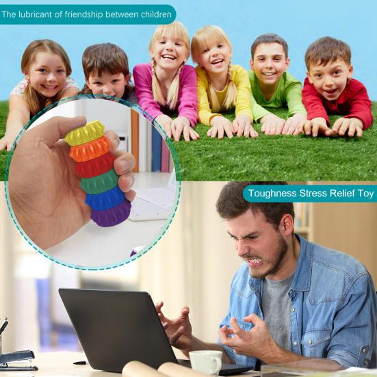 6Pcs/Set Sensory Silicone Textured Toy Magnetic Stress Relief Roller Anti-anxiety Fidget Toy