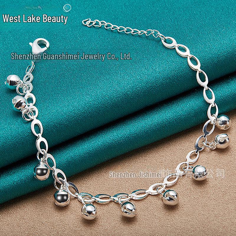 

Серебряный браслет-цепочка West Lake Oval с подвесками-колокольчиками
