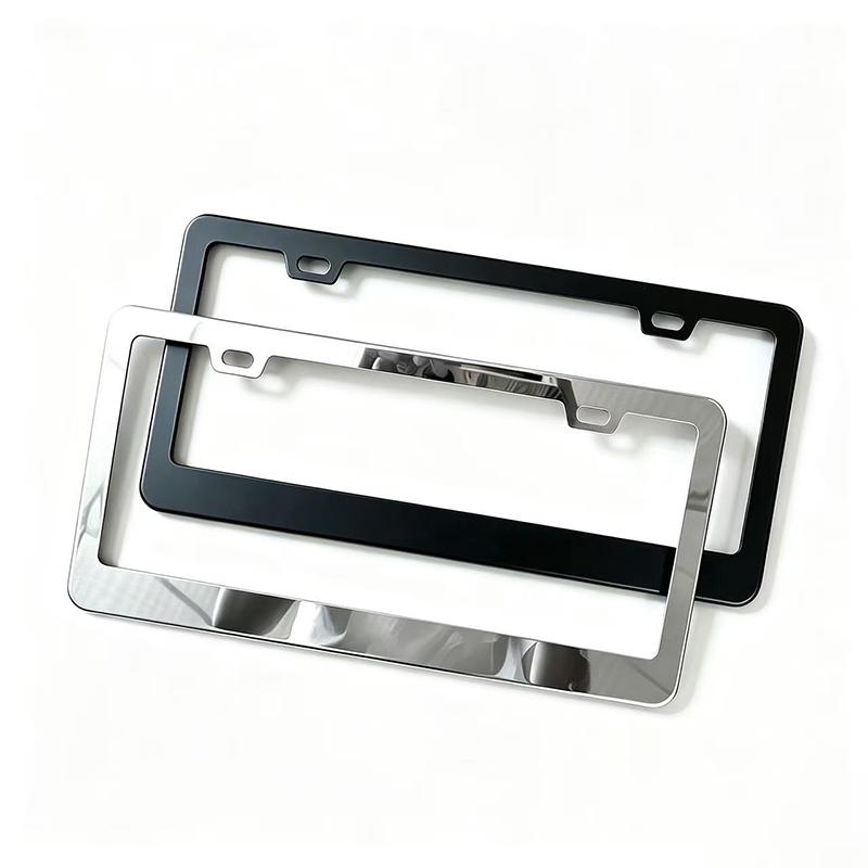 2 Pcs Stainless Universal US Model License Plate Frame Steel Front And Rear Metal Car License Plate Frame Label Cover Screw Cap License Plate Covers