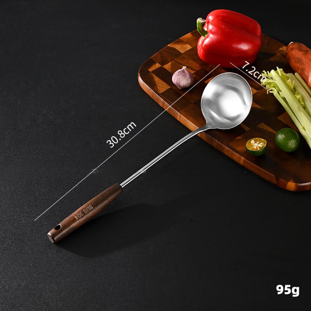 304 Stainless Steel Spatula Ladle Skimmer Set Vintage Wooden Handle High Temp Resistant Kitchen Cooking Utensils
