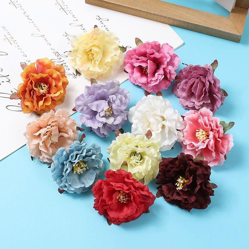5/10PCs Artificial Flowers 6.5cm Silk Fake Flowers Heads for Home Room Dceor Garden Wedding Marriage Decoration Gifts Accessory
