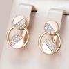 Fashion Glossy Rose Gold Color Dangle Earrings For Women Full Natural Zircon Accessories Daily Fine Jewelry Gift