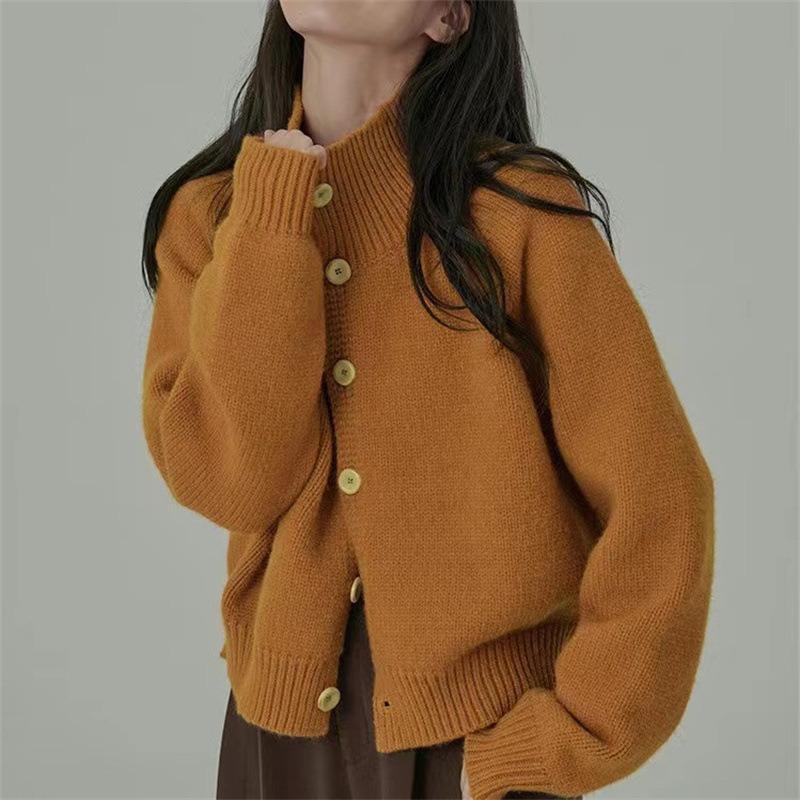 Blue turtleneck bottoming sweater cardigan women's autumn and winter bottoming sweater high-end small knitted sweater jacket