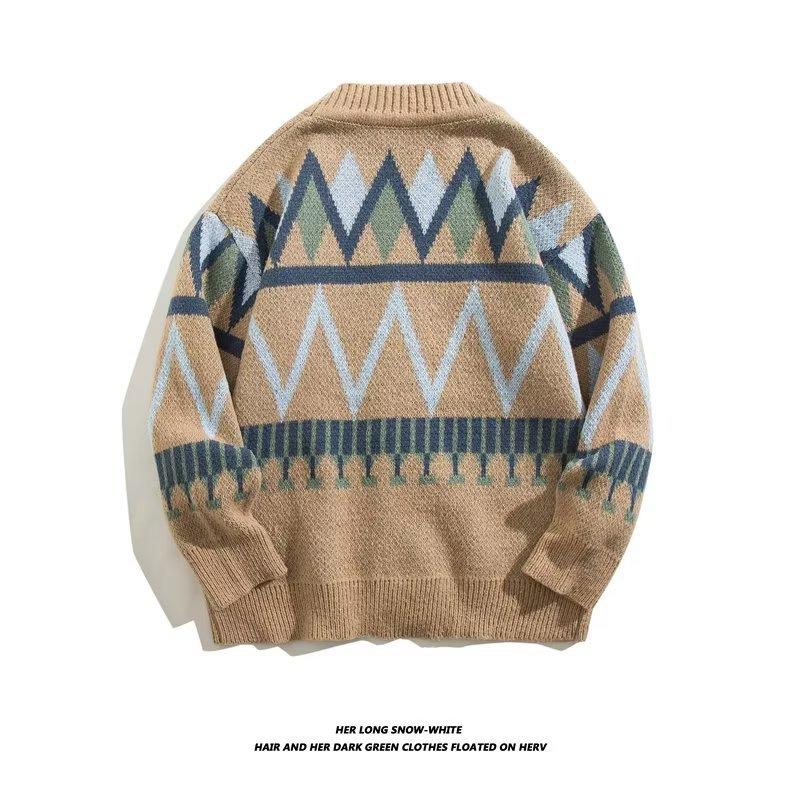 Cardigans Herren Klassisch Fortgeschritten Jugendlich Japanischer Stil V-Ausschnitt Paneeliert Herbst Winter Lässige Strickware Beliebte Pullover Cardigans