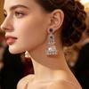 European-Indian Style Antique Silver Hollow Bell Tassel Dangle Earrings