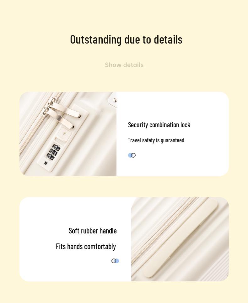 Women's Sturdy Carry-on Suitcase Set: 20-Inch, 24-Inch, & 26-Inch with Combo Lock, Large Capacity, Durable Design.