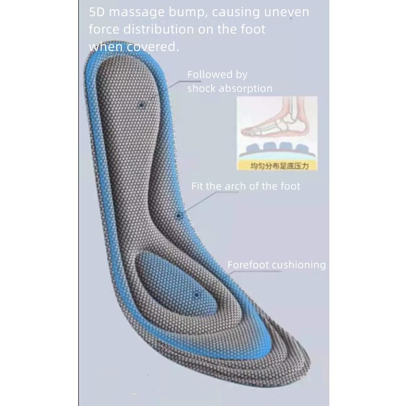 2 Pairs Memory Foam Orthopedic Insoles for Shoes Antibacterial Deodorization Sweat Absorption Insert Sport Shoes Running Pads