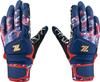 ZETT Baseball Batting GRAPHIC GRIP Navy X Red Size L Gloves, GLOVE, Ambidextrous, (2964), (BG18523B)